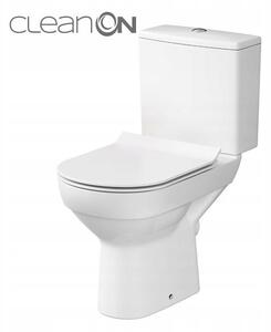 Cersanit City New CleanOn, kombi WC öblítéssel 3 / 5l, vízszintes lefolyó + antibakteriális WC ülőke hőre keményedő, fehér, K35-037