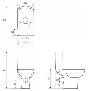 Cersanit COLOR - WC kombi + ülőke soft close, vízszintes hulladék, fehér, K103-027