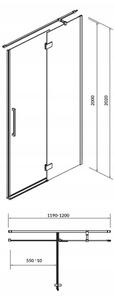 Cersanit Crea, szárnyas ajtó nyílásra 120X200 cm (jobbra), 8mm átlátszó üveg, króm profil, S159-004