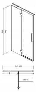 Cersanit Crea, szárnyas ajtó nyílásra 120X200 cm (balra), 8mm átlátszó üveg, króm profil, S159-003