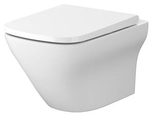 Cersanit Larga square Clean On, függesztett wc csésze 3/5 l + lassan záródó ülőke hőre keményedő, fehér, S701-473