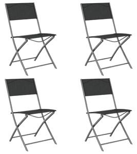 VidaXL 4 db fekete acél és textilén összecsukható kültéri szék