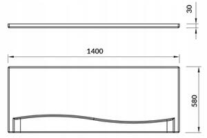 Cersanit Nike, előlapi kád 140cm, bal/jobb, fehér, S401-027