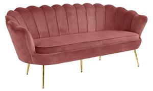 KONDELA Luxus heverő, 3-as ülés, rózsaszín Velvet szövet/króm arany, Art-deco stílus, NOBLIN