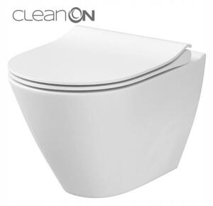 Cersanit City Oval CleanOn, függő wc csésze + wc ülőke lassan záródó hőre keményedő, K701-104