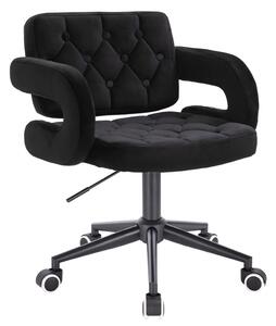 HR8403K Fekete modern velúr szék fekete lábbal