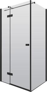 Deante Arnika, téglalap alakú zuhanykabin 100 (ajtó) x 90 (fal) cm, magasság 200 cm, 6 mm átlátszó üveg EasyClean-nel, fekete profil, KQA_047P