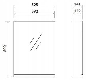 Cersanit Moduo, tükör függő szekrény 60cm, szürke, S590-017-DSM
