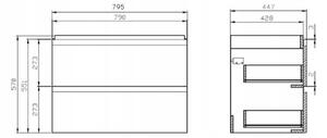 Cersanit Moduo, függő szekrény + mosdó 80 cm, fehér, S801-316-DSM
