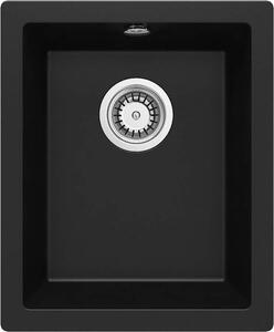 Deante Corda, gránit mosogató a lemez alatt 380x460x194 mm, 3,5 "+ helytakarékos szifon, 1 kamrás, fekete, ZQA_N10B