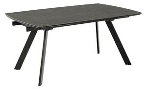 Asztal Oakland 891, Fekete, 75x97x160cm, Hosszabbíthatóság, Edzett üveg, Kerámia, Fém