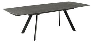 Asztal Oakland 891, Fekete, 75x97x160cm, Hosszabbíthatóság, Kerámia, Edzett üveg, Fém