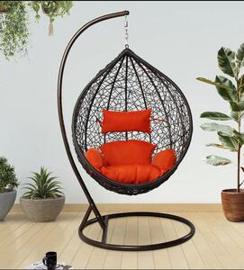 Függő Hinta Fotel Fekete 115X105x195cm (Narancs) L-Es