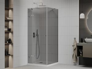 Mexen Roma, zuhanykabin egyszárnyú ajtóval 70 (ajtó) x 70 (fali) cm, 6mm szürke üveg, króm profil + vékony zuhanytálca 5 cm fehér, 854-070-070-01-40-4010
