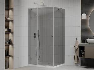 Mexen Roma, zuhanykabin csuklós ajtóval 80 (ajtó) x 70 (fal) cm, 6mm szürke üveg, króm profil + vékony zuhanytálca fehér + króm szifon, 854-080-070-01-40-4010