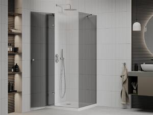 Mexen Roma, zuhanykabin egyszárnyú ajtóval 70 (ajtó) x 70 (fali) cm, 6mm szürke üveg, króm profil + vékony zuhanytálca 5 cm fehér, 854-070-070-01-40-4010