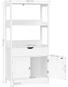 Gardróbszekrény, fürdőszoba szekrény, fehér 60x32x122cm