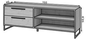 CELINE TV asztalok, 150x50,8x40, tölgy artisan/fekete