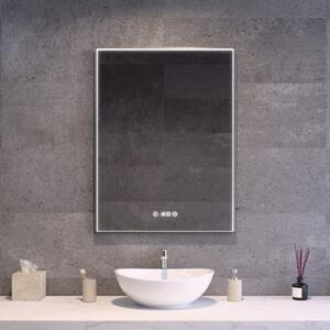 Grafitszürke keretes LED tükör 60x80cm | Páramentesítő - Óra - Fényerő + színhőfok állítás | Welland Luxury-Line Rana