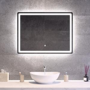 Fekvő fürdőszobai LED tükör 80x60cm | Gesztusvezérlés - Páramentesítő - Fényerő és színhőmérséklet szabályozás | Welland Type20H