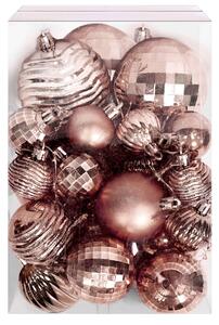 Tutumi, dekoratív karácsonyi díszek 36 db KL-21X06, rózsaszín, CHR-00654