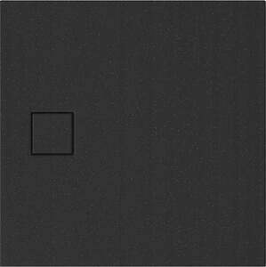 Cersanit Tako Slim, négyzet alakú akril zuhanytálca 90x90x4 cm + fekete szifon, fekete, S932-166