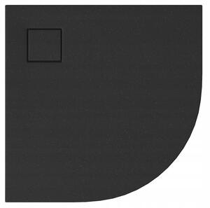 Cersanit Tako Slim, negyedkör alakú akril zuhanytálca 90x90x4 cm + fekete szifon, fekete, S932-164