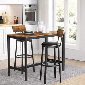 Bárszék 2 db magas konyhai étkező szék, műbőr ülőfelülettel, rusztikus barna, fekete