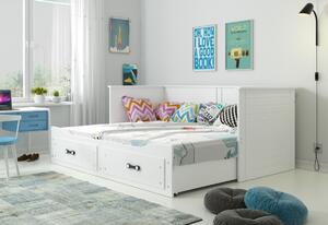 OLYMP P2 gyerekágy + ágyneműtartó + matrac + INGYEN ágyrács, 200x80, fehér