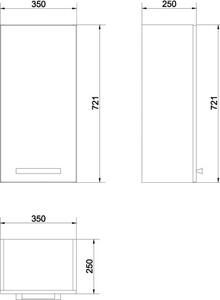 Cersanit Melar, függesztett szekrény 72x35x25 cm, fehér fényes, S614-005