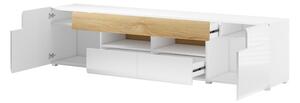 SALAMANKA WM XL TV asztal (40), 208x47x39, fehér/fehér fényes/tölgy san remo + LED