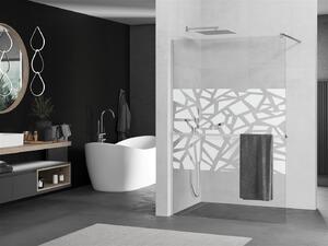 Mexen Kioto +, zuhany paraván polccal és törölközőtartóval 70 x 200 cm, 8mm átlátszó üvegmintás fehér, króm profil, 800-070-121-01-85