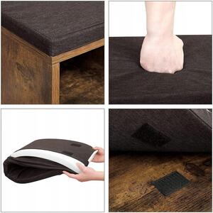 Cipőtároló pad, párnázott ülőfelülettel, rusztikus barna 104x30x48cm
