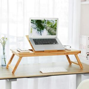 Bambusz laptop asztal állítható magasság 71x35cm