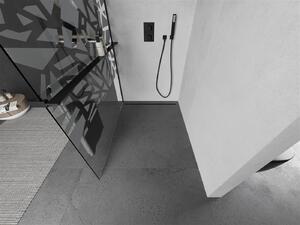 Mexen Kioto +, zuhany paraván polccal és törölközőtartóval 70 x 200 cm, 8mm üveg átlátszó üvegmintás fehér, fekete profil, 800-070-121-70-85