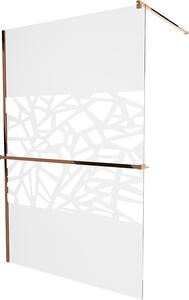 Mexen Kioto +, zuhanyparaván polccal és törölközőtartóval 70 x 200 cm, 8mm átlátszó üvegmintás fehér, rózsa arany profil, 800-070-121-60-85