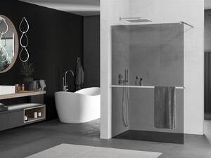 Mexen Kioto +, zuhany paraván polccal és törölközőtartóval 90 x 200 cm, 8mm szürke üveg, króm profil, 800-090-121-01-40