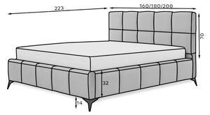 LISTA kárpitozott ágy, 180x200, Nube 35