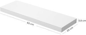 Lebegő fali polc, fehér 60x20x3cm