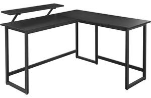 Sarok íróasztal monitor állvánnyal, fekete 140x130x92cm