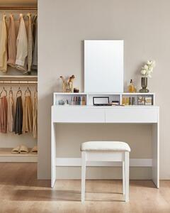 Fésülködőasztal, sminkasztal tükörrel fiókokkal, fehér 80x40x140cm