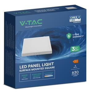 V-TAC CREE SMD felületre szerelhető, műanyag IP20, négyzet LED panel 6W, CCT - SKU 104926