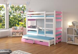 MARLOT emeletes ágy, 180x75, fehér/rózsaszín