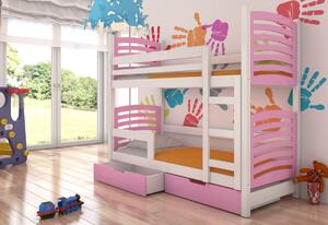 OSINA emeletes ágy, 180x75, fehér/rózsaszín