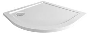 Mereo, Negyedkör alakú zuhanytálca, R550, 90x90x4 cm, SMC, fehér, szifonnal, MER-CV01NS