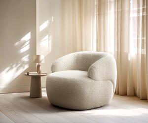 DELIFE Lounge fotel Nova 88x88 cm teddy szövet bézs