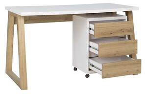DRAX 2 íróasztal, 135x76,2x65, artisan tölgy/fehér
