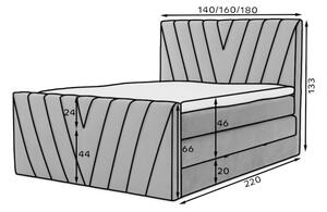CANDY kárpitozott boxspring ágy, 180x200, gojo 40