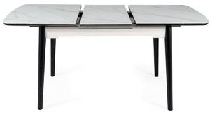 EPEL étkezőasztal, 120-160x76x80, fehér márvány/fekete