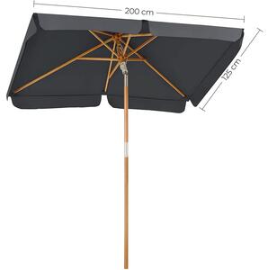 Kerti napernyő téglalap alakú 2 x 1 m, dönthető mechanizmussal, szürke